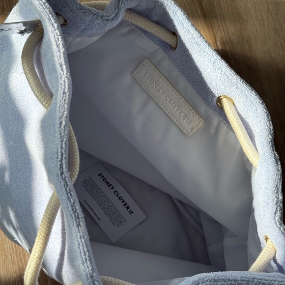 Stoney Clover Lane Pale Blue Suede Mini Backpack with Cream Straps - Picture 8 of 8